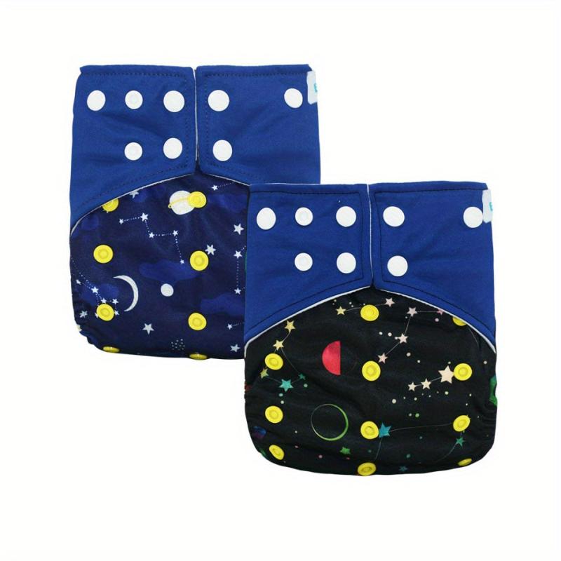 2pcs Eco Cloth Diapers Reusable&Washable Insert Nappy Snap Closure Waterproof