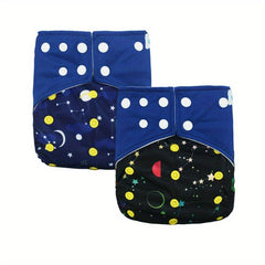 2pcs Eco Cloth Diapers Reusable&Washable Insert Nappy Snap Closure Waterproof