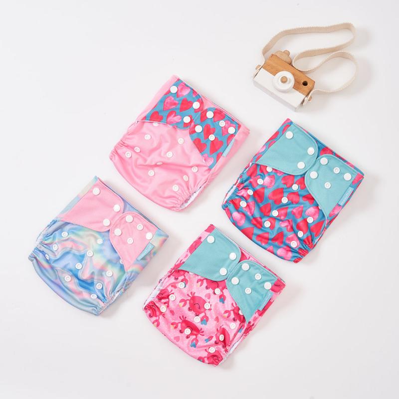 Reusable Cloth Diapers 4pcs Set for 3-15kg Babies