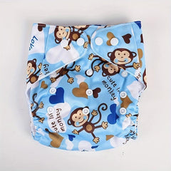 Adjustable Baby Diaper with Snap Buttons Waterproof Knitted Fleece