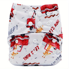 Car And Giraffe Print Baby Cloth Diaper