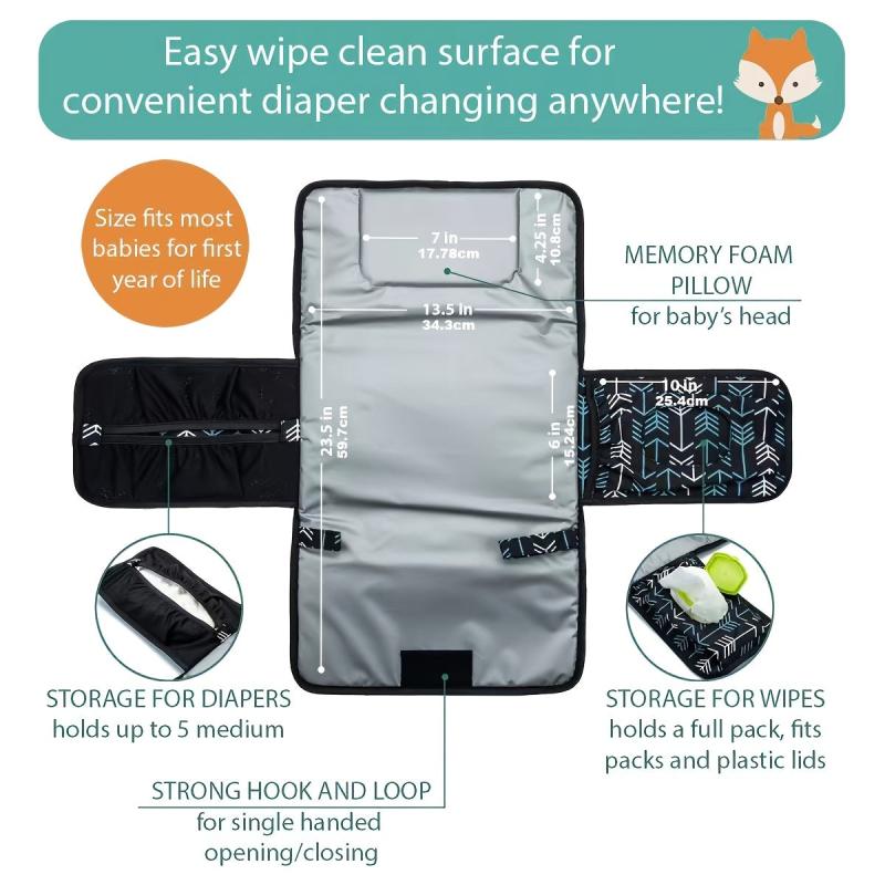 Portable Baby Changing Pad One Handed Diapering for Baby Showers