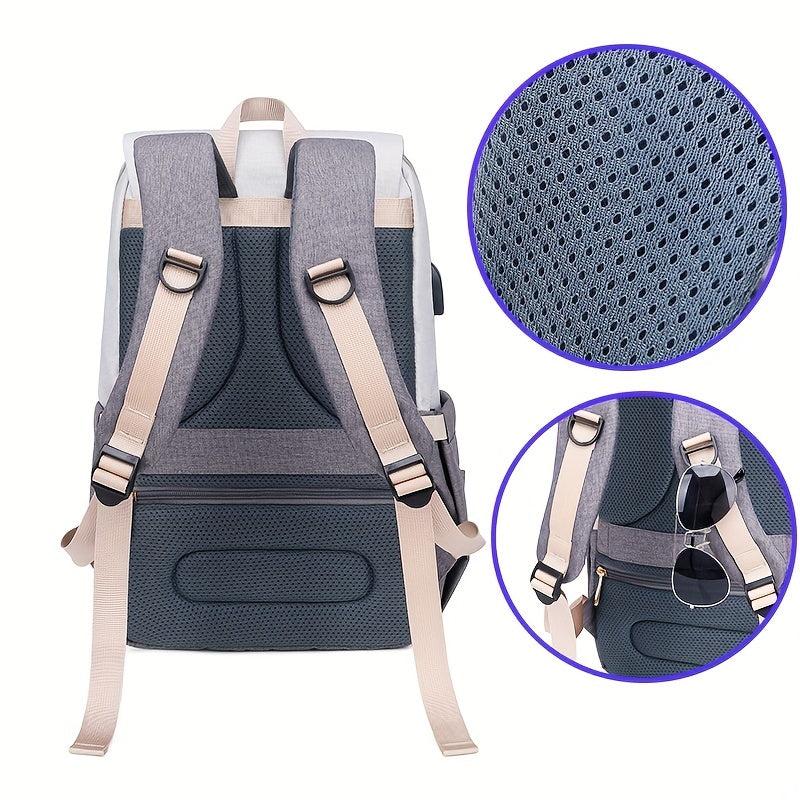 Large Capacity Diaper Backpack Classic British Style Mom Travel Bag
