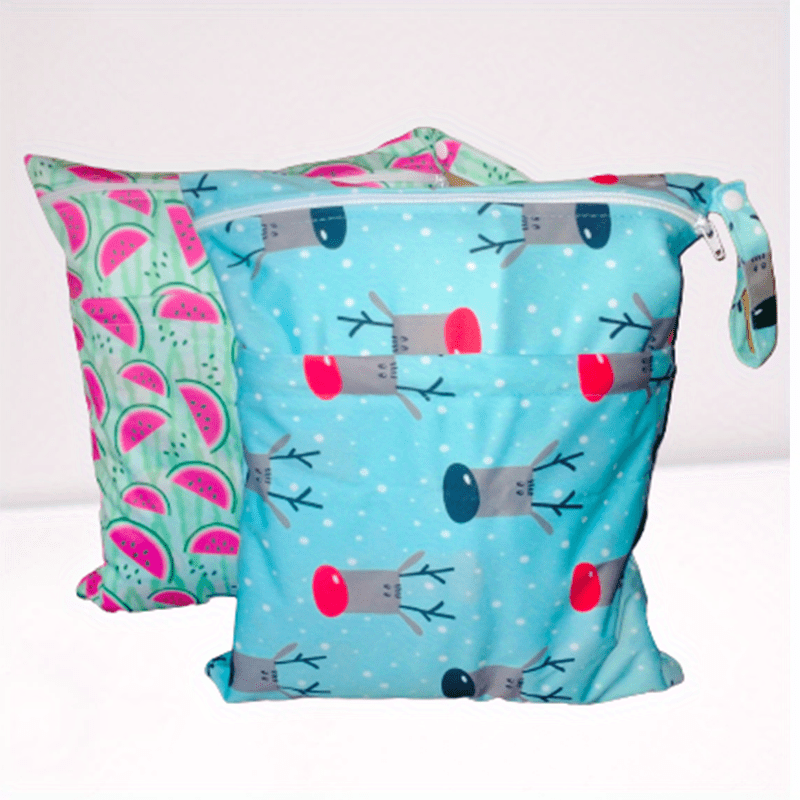2pcs Wet & Dry Bags Washable Waterproof 2 Zippered Pockets