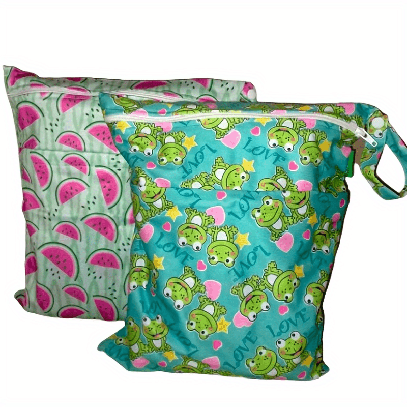 2pcs Wet & Dry Bags Washable Waterproof 2 Zippered Pockets