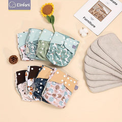 8 Piece Waterproof Cloth Diapers Set Absorbent Breathable Washable Reusable