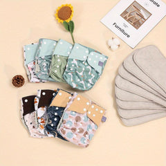 8 Piece Waterproof Cloth Diapers Set Absorbent Breathable Washable Reusable