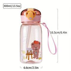 400ml Plastic Bear Straw Cup Upgraded Water Cup with Straw Drinking Cup