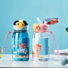 400ml Plastic Bear Straw Cup Upgraded Water Cup with Straw Drinking Cup