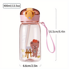 400ml Plastic Bear Straw Cup Upgraded Water Cup with Straw Drinking Cup