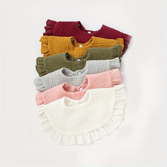 6pcs Baby Ruffle Saliva Towel Cotton Gauze Bib