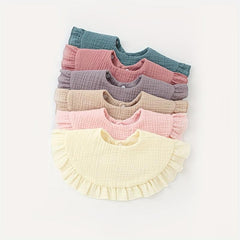 6pcs Baby Ruffle Saliva Towel Cotton Gauze Bib