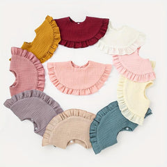 6pcs Baby Ruffle Saliva Towel Cotton Gauze Bib