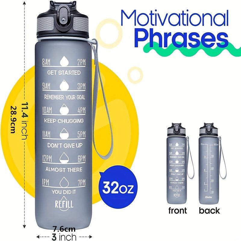 32oz Leakproof BPA Water Bottle with Straw and Timed Drinking