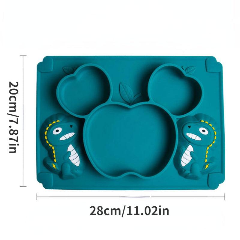 Dino Silicone Dinner Plate Set with Suction Cup, Fork, Spoon