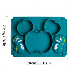 Dino Silicone Dinner Plate Set with Suction Cup, Fork, Spoon