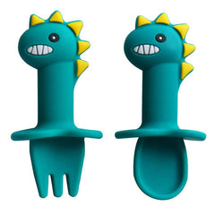 Dino Silicone Dinner Plate Set with Suction Cup, Fork, Spoon