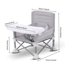 Portable Aluminium Baby Chair w/ Safe Belt for Indoor Outdoor Use