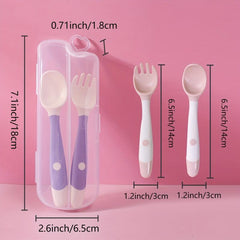 Toddler Utensils With Travel Case Baby Spoon And Fork Set For Self-feeding