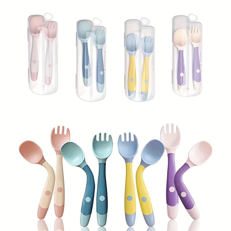 Toddler Utensils With Travel Case Baby Spoon And Fork Set For Self-feeding