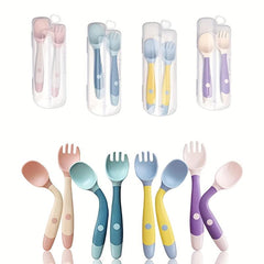 Toddler Utensils With Travel Case Baby Spoon And Fork Set For Self-feeding