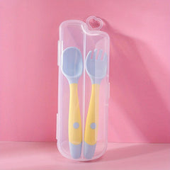 Toddler Utensils With Travel Case Baby Spoon And Fork Set For Self-feeding