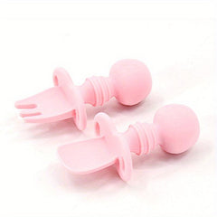 Baby Silicone Fork Spoon Set for Learning to Eat