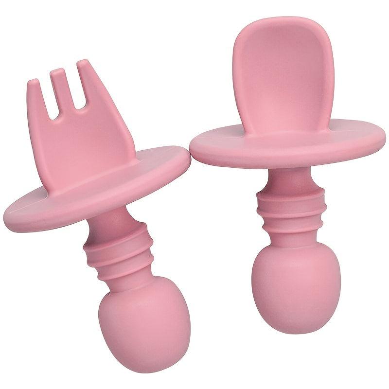 Baby Silicone Fork Spoon Set for Learning to Eat