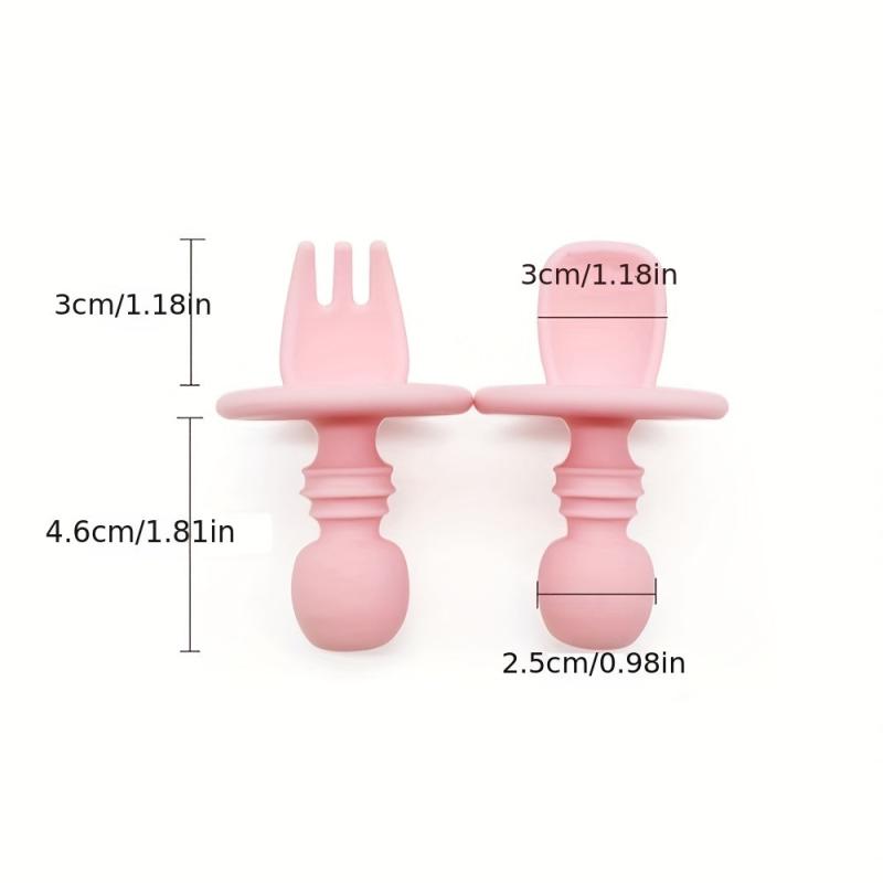 Baby Silicone Fork Spoon Set for Learning to Eat