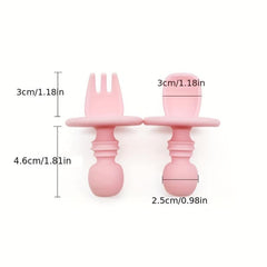 Baby Silicone Fork Spoon Set for Learning to Eat