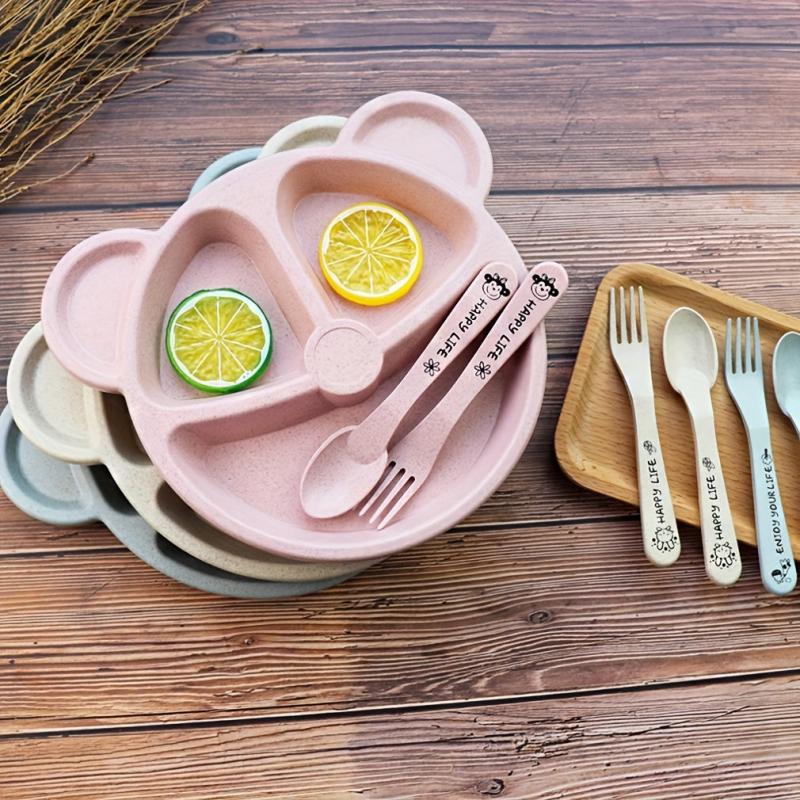 Kids Plate Set Attract Kids' Attention Increase Eat Interesting 1 Set Tableware
