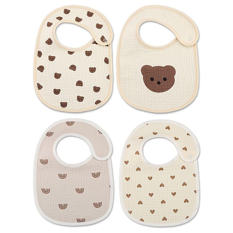 2pcs U Shaped Baby Bibs Patterns Soft Cotton Boys Girls Drooling & Feeding