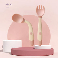 2pcs Baby Bendable Twist Fork and Spoon Set for Training Eating