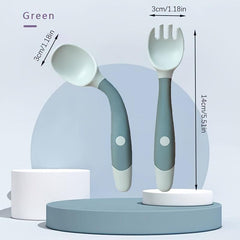 2pcs Baby Bendable Twist Fork and Spoon Set for Training Eating