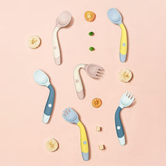 2pcs Baby Bendable Twist Fork and Spoon Set for Training Eating