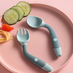 2pcs Baby Bendable Twist Fork and Spoon Set for Training Eating
