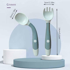 2pcs Baby Bendable Twist Fork and Spoon Set for Training Eating