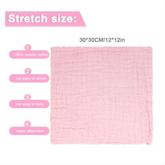 6-Layer Muslin Baby Washcloths - Soft & Absorbent Towels for Sensitive Skin