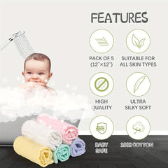 6-Layer Muslin Baby Washcloths - Soft & Absorbent Towels for Sensitive Skin