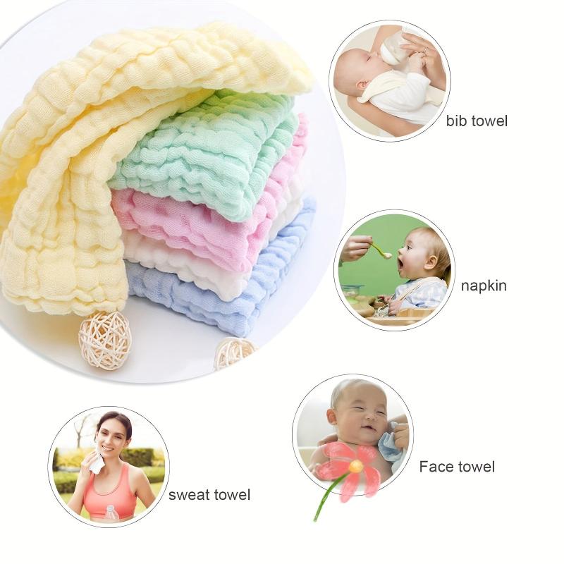 6-Layer Muslin Baby Washcloths - Soft & Absorbent Towels for Sensitive Skin