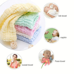 6-Layer Muslin Baby Washcloths - Soft & Absorbent Towels for Sensitive Skin