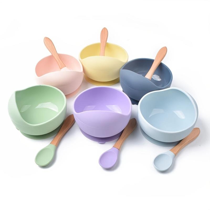 Baby Silicone Bowls With Suction Toddler Bowls And Spoons Set