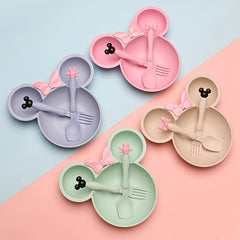 3pcs Kids Dinner Plate Set, Wheat Straw Baby Plate, Non-Toxic