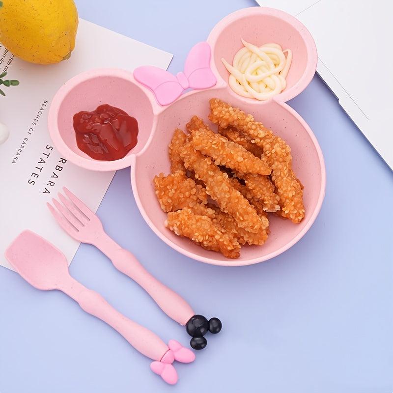 3pcs Kids Dinner Plate Set, Wheat Straw Baby Plate, Non-Toxic