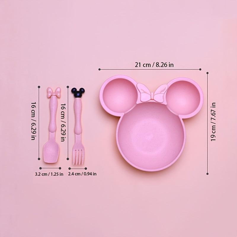 3pcs Kids Dinner Plate Set, Wheat Straw Baby Plate, Non-Toxic