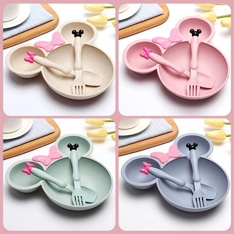 3pcs Kids Dinner Plate Set, Wheat Straw Baby Plate, Non-Toxic