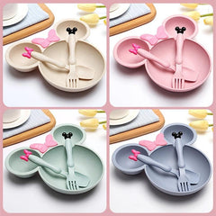 3pcs Kids Dinner Plate Set, Wheat Straw Baby Plate, Non-Toxic