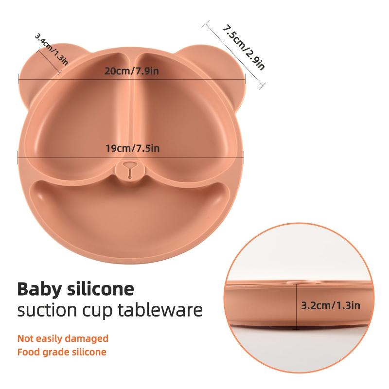 Silicone Suction Plate for Kids, Stays in Place, Split Safe, Microwave Safe