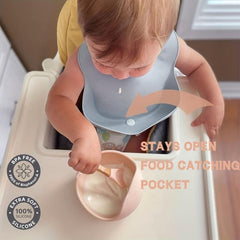 BPA Silicone Baby Bibs Waterproof Soft Unisex Non Messy Adjustable Fit