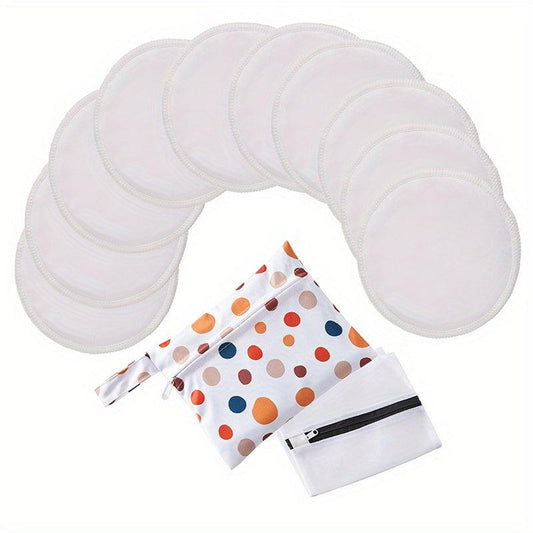 Organic Bamboo Nursing Pads For Breastfeeding Washable 10 Pads Wet Bag